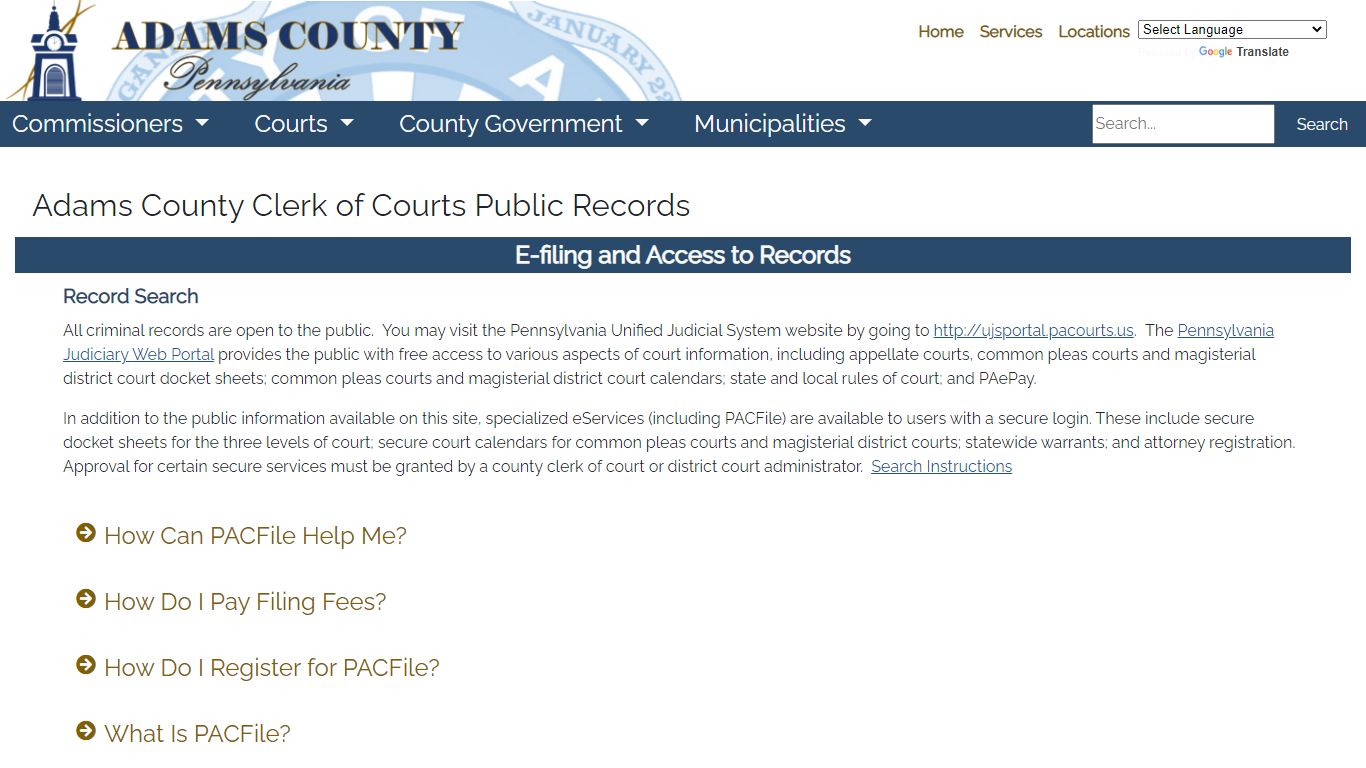 Adams County PA - Public Records - Adams County, Pennsylvania