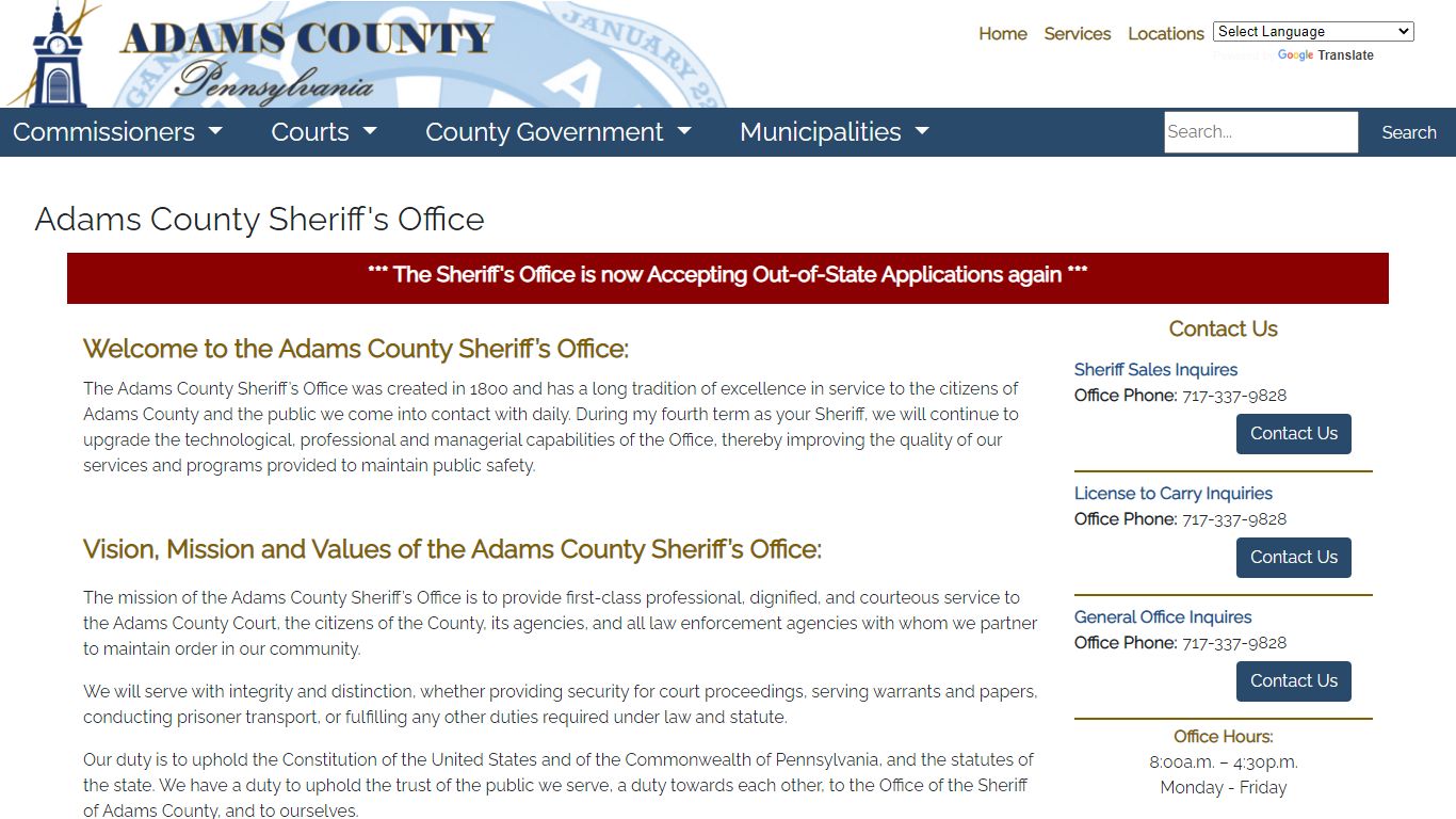 Adams County PA - Sheriff